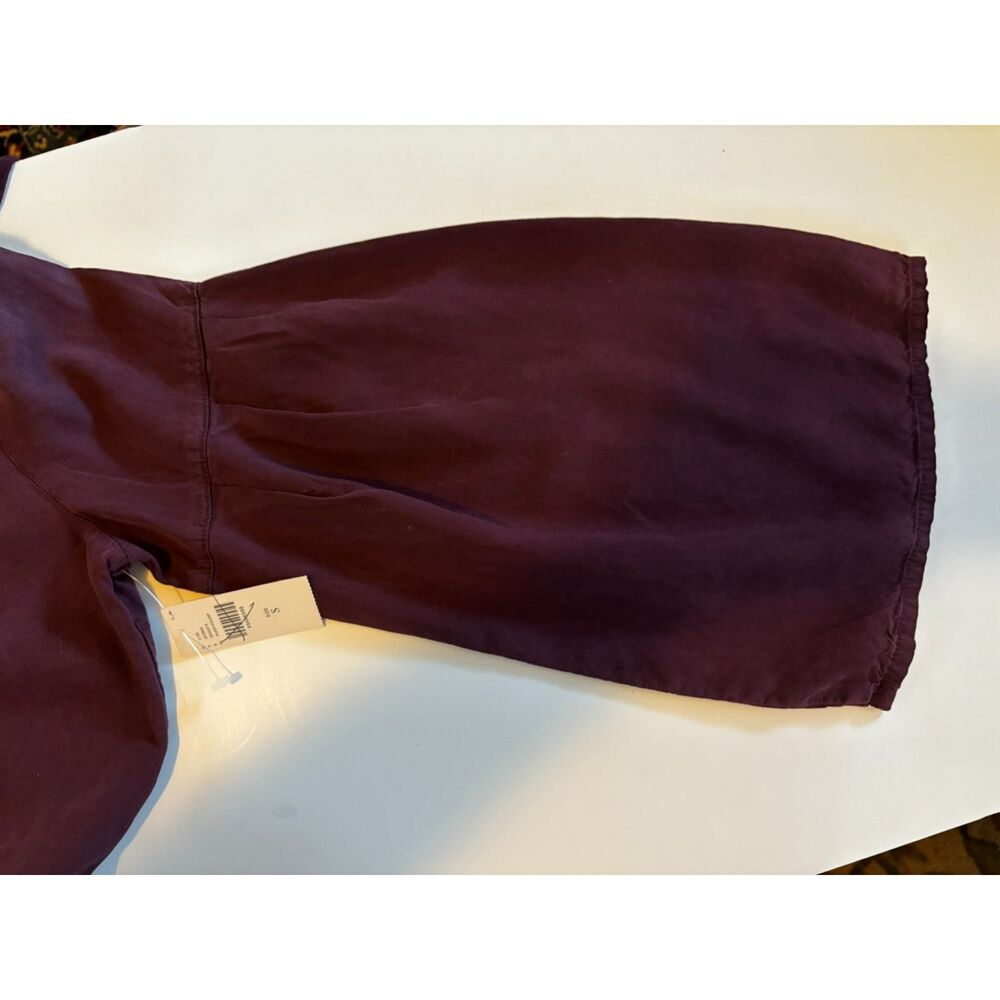 Anthropologie Cloth & Stone Tencel Bell Sleeve Mini Dress Lagenlook Tie Back NWT - Picture 5 of 8